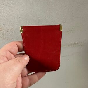 Red Leather Coin purse with Gold Accents